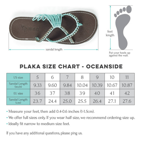 Plaka - Oceanside Summer Flip Flops Flat Sandals - Turquoise-gray: 9 / Turquoise Gray