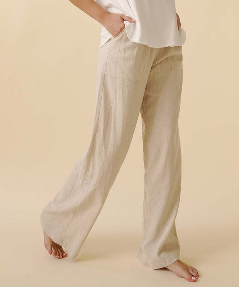 Studio Ko Clothing - BAMBOO COTTON LINEN PANTS: NATURAL / SMALL