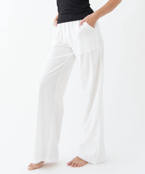 Studio Ko Clothing - BAMBOO COTTON LINEN PANTS: WHITE / SMALL