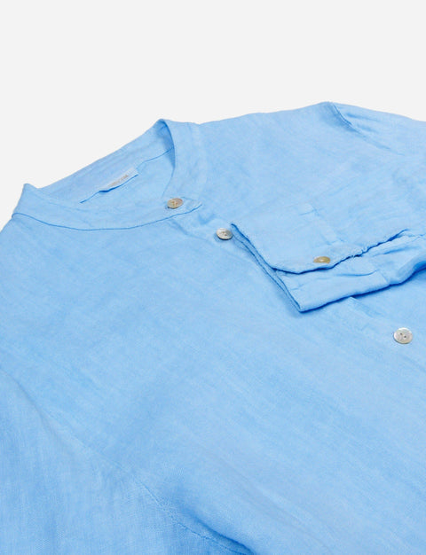 Shuuk - Italian Linen Collarless Long-Sleeve Shirt