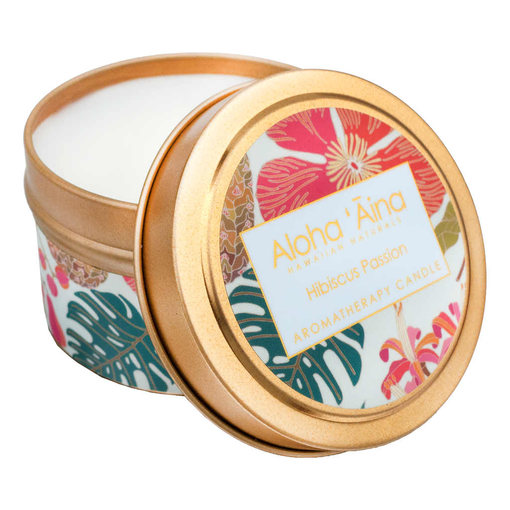 Maui Soap Co. - Aloha 'Aina - Hibiscus Passion Gold Tin Candle
