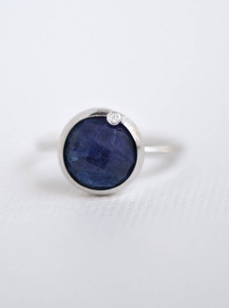 FELIX Z DESIGNS - Silver Nature Gemstone Round Genuine Diamond Ring