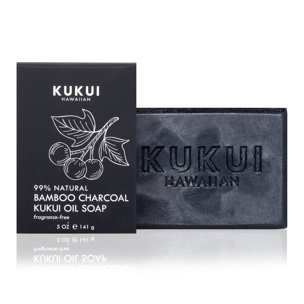 Maui Soap Co. - Bamboo Charcoal Kukui Oil Soap, Fragrance-Free, 99% Natural