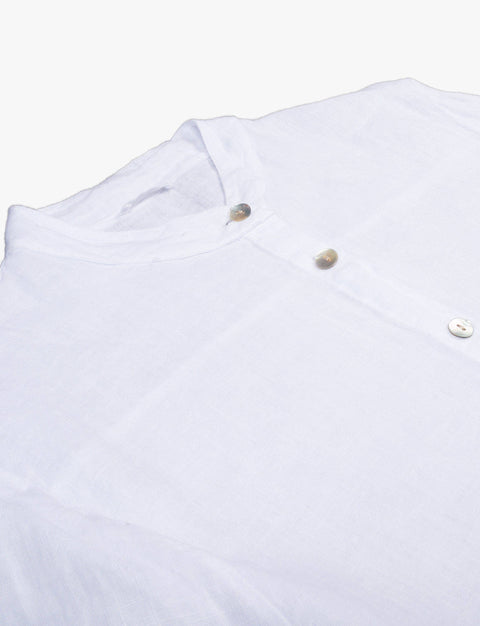 Shuuk - Italian Linen Collarless Long-Sleeve Shirt