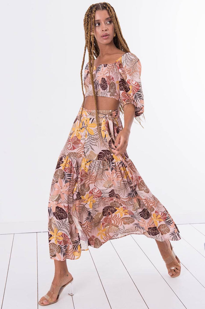 BSL - Tropical midi skirt with Belt