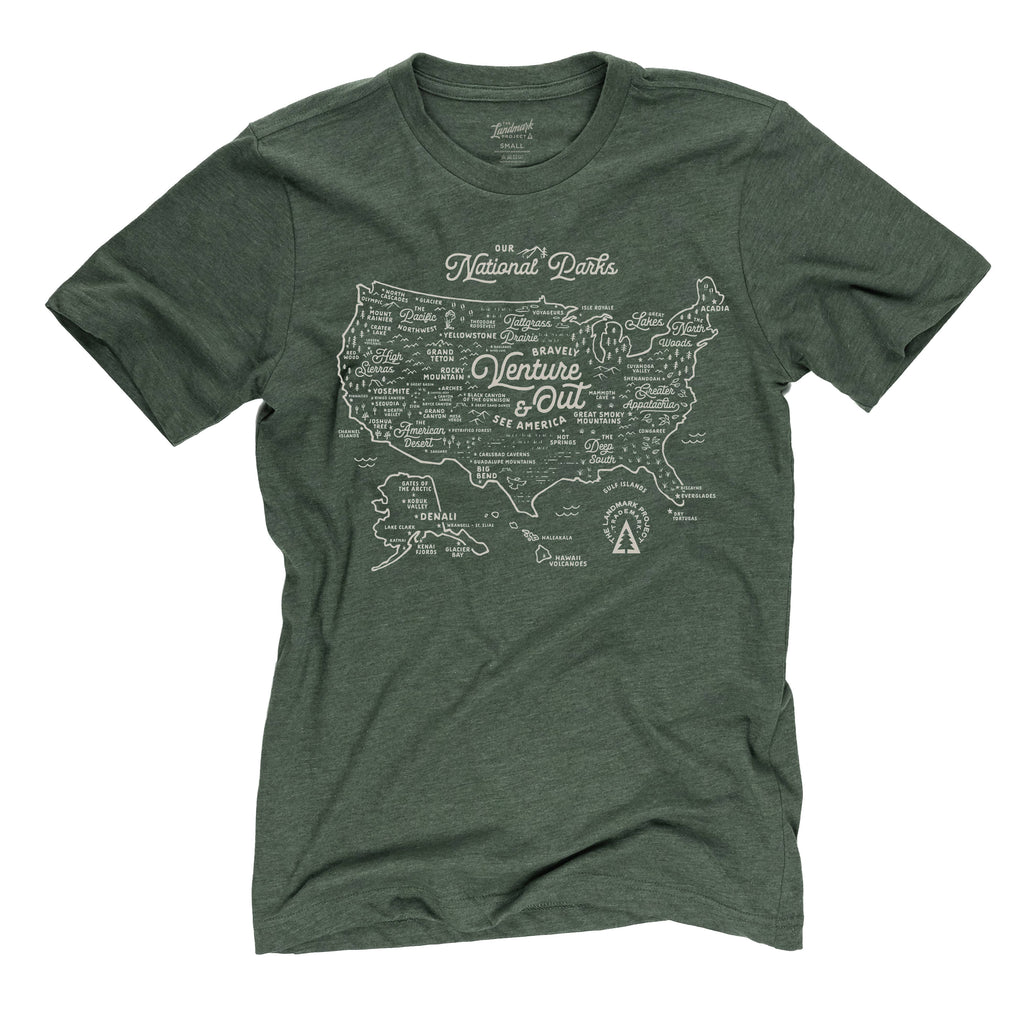 The Landmark Project - National Parks Map T-shirt