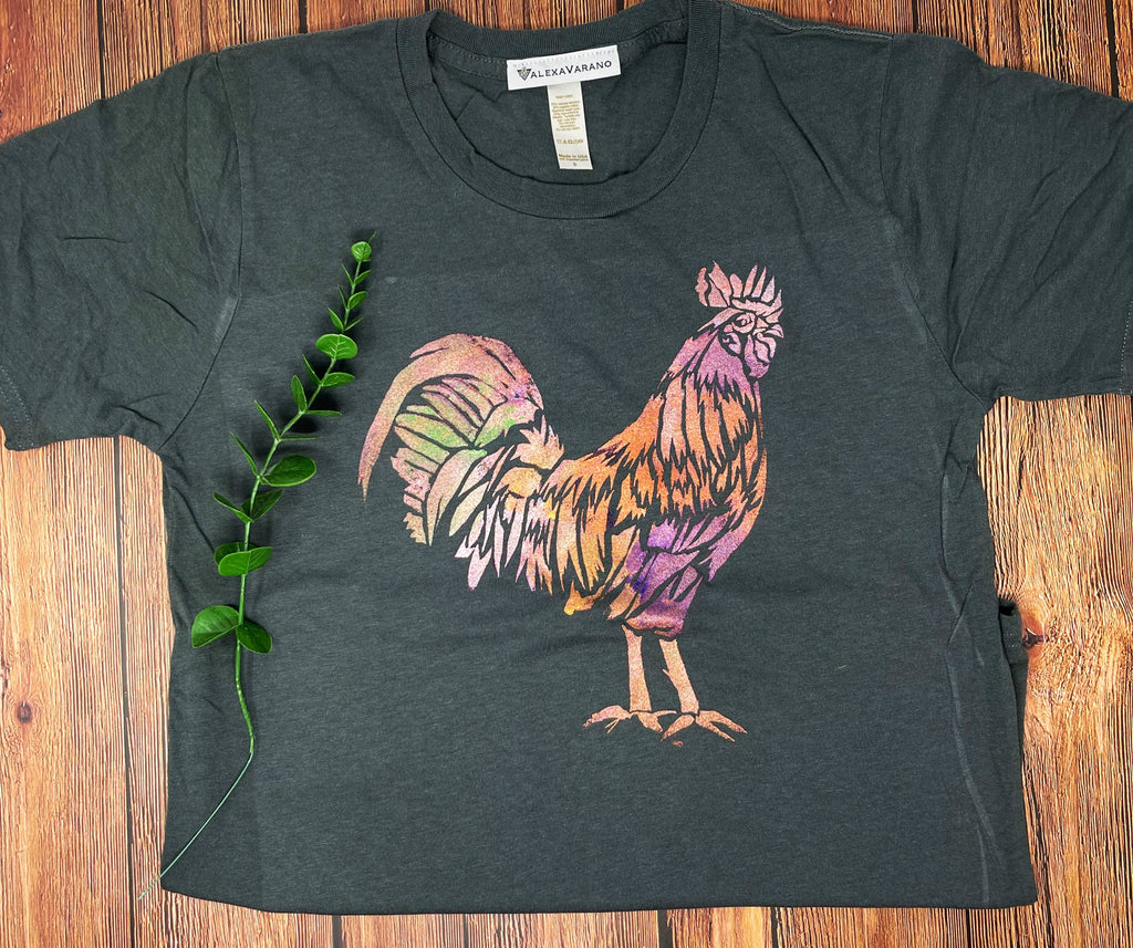 Third Wolf Designs - Rooster Hand Painted Bamboo Tee