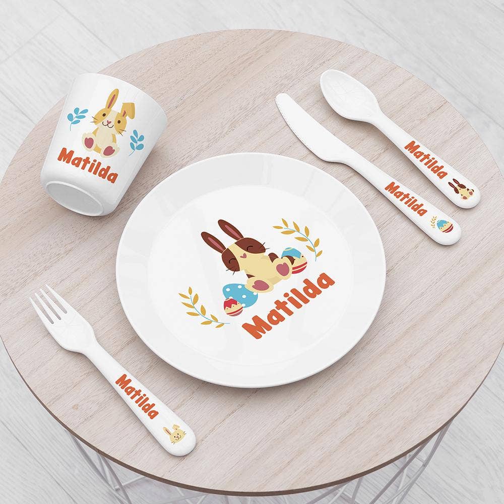 Treat Republic - Personalised Children's Spring Bunny Dinner Set