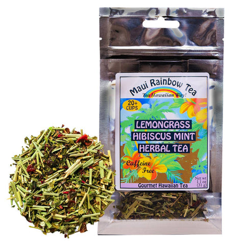 Maui Rainbow Tea - Lemongrass Hibiscus Mint Herbal Tea - Caffeine Free Tea