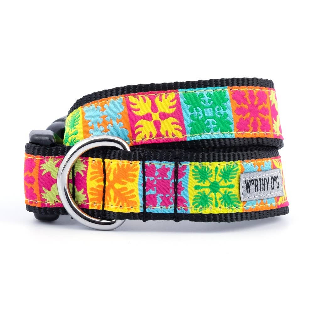 The Worthy Dog - Hawaiian Patchwork Collar: Large / Multicolored