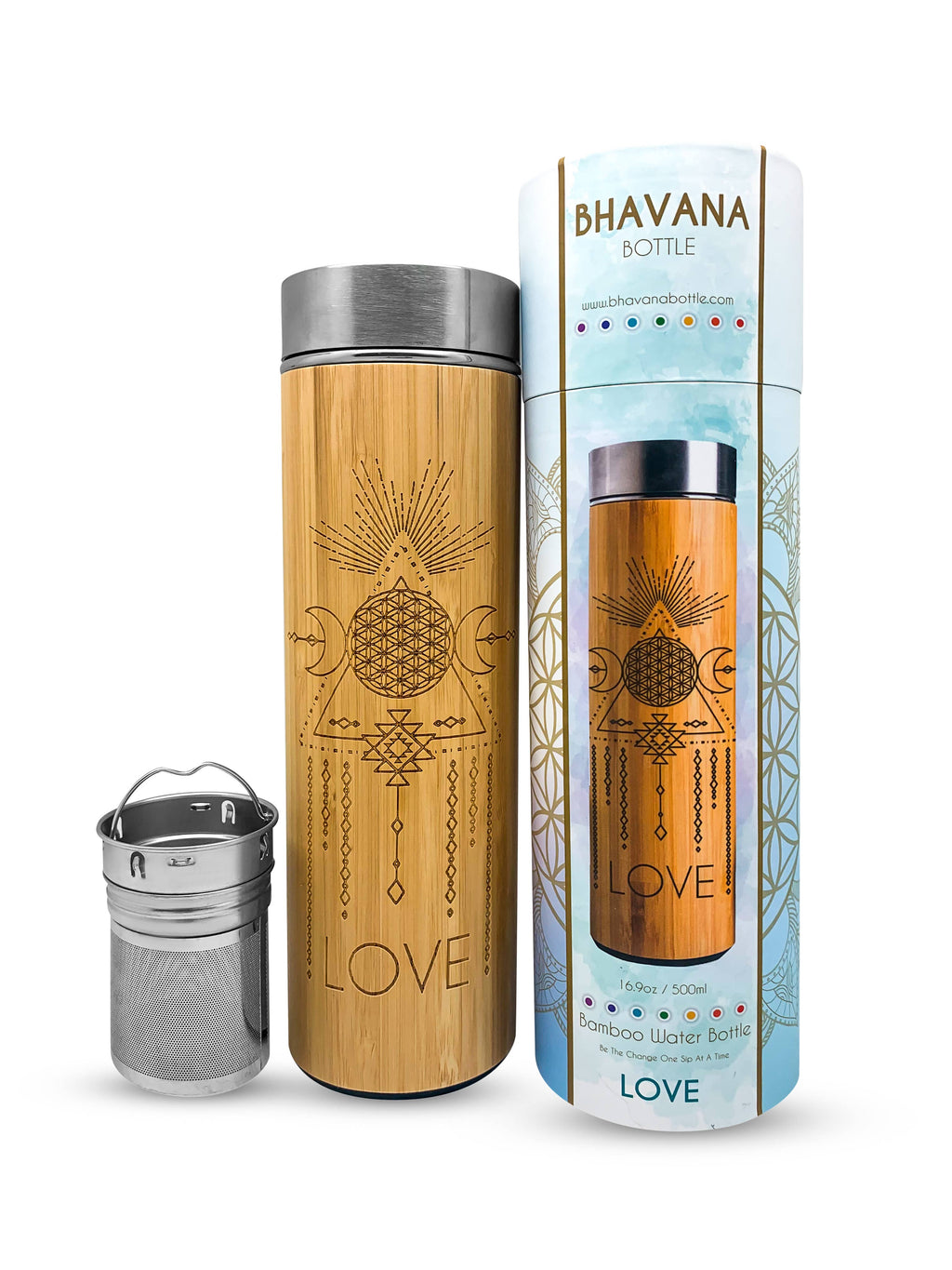 Bhavana Bottle - 16.9oz Bamboo Tumbler - Love