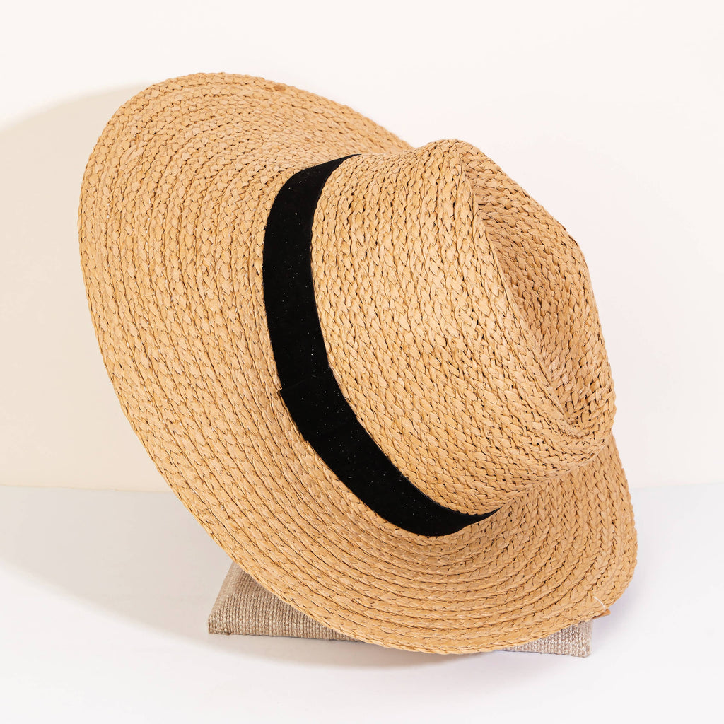 Collections by Fame Accessories - Flat Brim Straw Fedora Hat