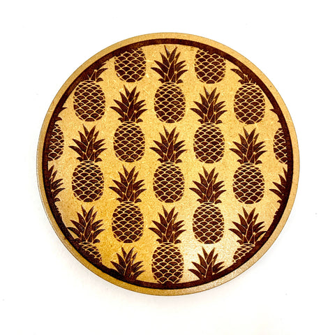 Insert Brand Here Shop - Drink Coaster - Pineapple Pattern Hawaiian Art Design